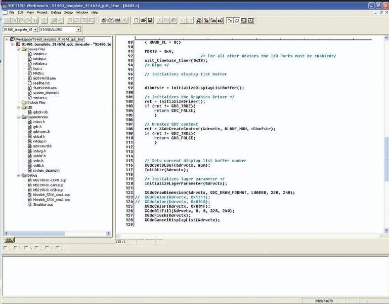 Softune Workbench: Fujitsu-Controller werden mit der Softune Workbench programmiert. Im Internet stehen verschiedene Softwarebeispiele zur Verfügung, welche die ersten Schritte vereinfachen. (Archiv: Vogel Business Media)