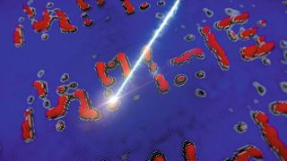 Ein gebündelter weicher Röntgenstrahl mit einem Durchmesser von weniger als 50 Nanometern schreibt zahlreiche Magnetwirbel, die zusammen den Begriff „MPI-IS“ ergeben. (Bild: Alejandro Posada und Felix Groß)