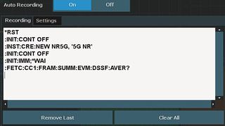 Bild 5a: Der SCPI-Rekorder schreibt mit, was der Benutzer macht. Hier ruft er die 5G NR-Option auf, führt eine Messung durch und fragt dann die EVM ab.  (Bild: Rohde & Schwarz)