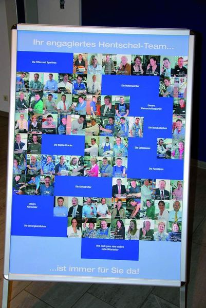 „Ihr engagiertes Hentschel-Team“: Das Plakat informiert die Kunden auf originelle Art. (Archiv: Vogel Business Media)