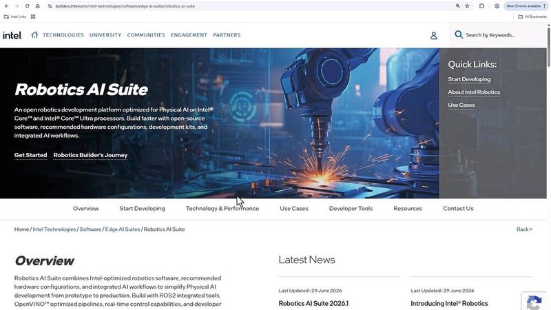 Offenes Entwickler-Ökosystem: Die Intel Robotics AI Suite bündelt optimierte Software, ROS-2-Integration und Edge-KI-Workflows, um den Einstieg in die physische KI für Entwickler drastisch zu beschleunigen. (Bild: Intel)