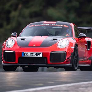 Einzige Modifikation im Vergleich zur bei Manthey Racing bestellbaren Version war bei der Rekordrunde aus Sicherheitsgründen ein Schalensitz aus dem Rennsport.(Bild:  Porsche)