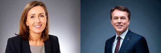 Christina Langfus, Leiterin Vertrieb für Großkunden bei der Telekom Deutschland, und Peter Fenkl, Vorstandsvorsitzender der Ziehl-Abegg SE, im Gespräch mit BigData-Insider.(Bild:  Telekom Deutschland und Ziehl-Abegg SE)