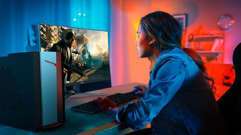 Bei Gaming-Rechnern stehen Desktop-Geräte immer noch hoch im Kurs. Der Nitro 15 kommt mit Intel-Rocket-Lake- oder AMD-Ryzen-5000-CPU und Geforce-RTX-Karten bis zur 3060 Ti.   (Acer)