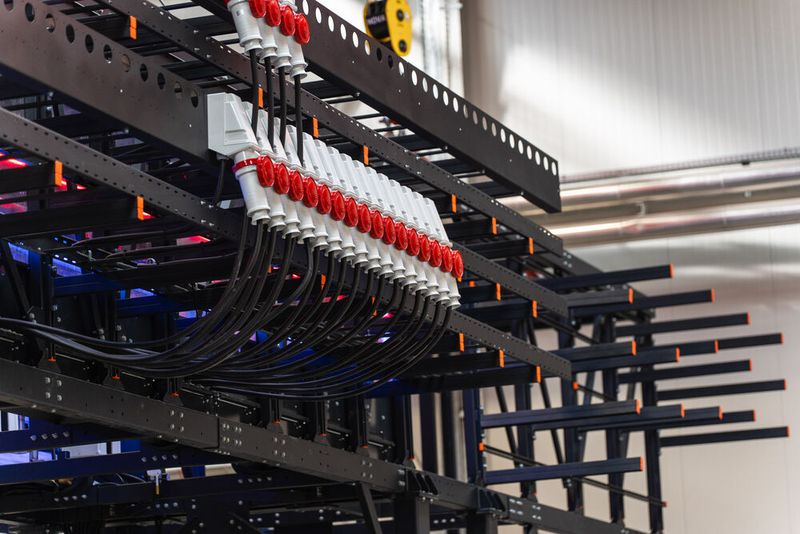 Die Stromanschlüsse im Close-up: sauber und übersichtlich verkabelt. (Bild: Vertiv)