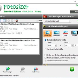Fotosizer ermöglicht das Verkleinern und Bearbeiten zahlreicher Bilder.