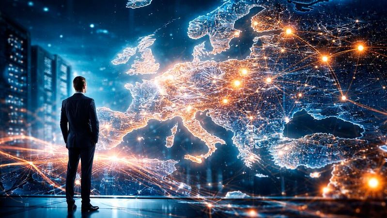 Europas Weg zur KI-Souveränität bewegt sich im Spannungsfeld zwischen technologischer Abhängigkeit und strategischer Handlungsfähigkeit.(Bild:  ChatGPT / KI-generiert)