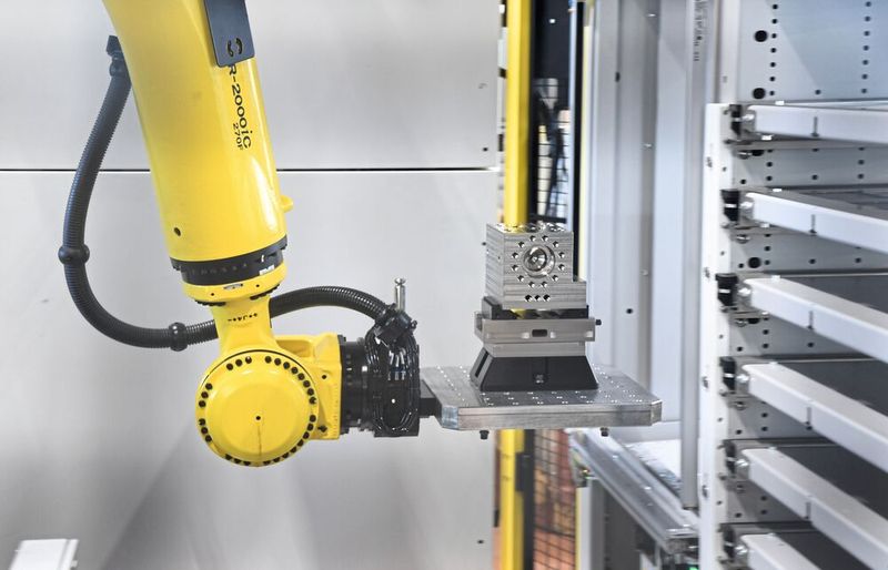 Gespannt mit Zentrischspanner «C2.0 125 L-160» auf «gredoc»-Konsole von Gressel, erlaubt das Palettenhandling – zusammen mit dem Einzelteilhandling – die universelle Bearbeitung aller Teile. (Bild: Schunk Intec AG)
