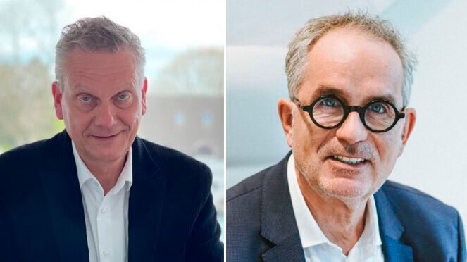 Arne Joswig (l.) und Burkhard Weller stellen sich am 14. Juni 2023 den Mitgliedern als neuer ZDK-Präsident zur Wahl.