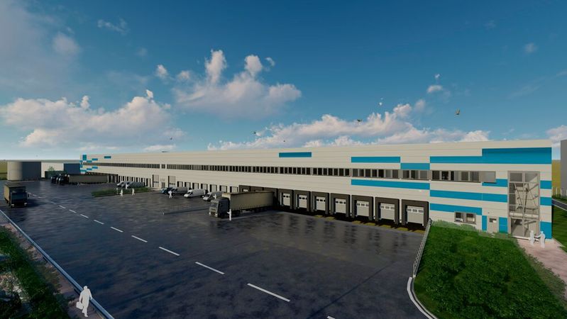 Der Reifengroßhändler Tyremotive erweitert seinen Standort in Kitzingen um eine neue Lagerhalle sowie mehr Personal.(Bild:  Scannell Properties)