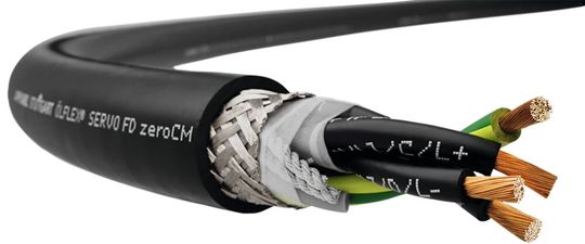 Abgemantelte Ölflex Servo FD Zero CM: In puncto Ableitstrom am Umrichter-Ausgabe erzielte der kapazitätsarme Aufbau der Leitung gute Werte in Tests.(Bild:  Lapp)