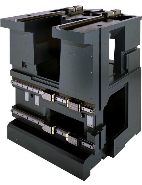Das hochpräzise abgeformte und verklebte Mineralgussbett der Hochleistungsfräsmaschine Mikron HPM 450U.  (Bild: Epucret)