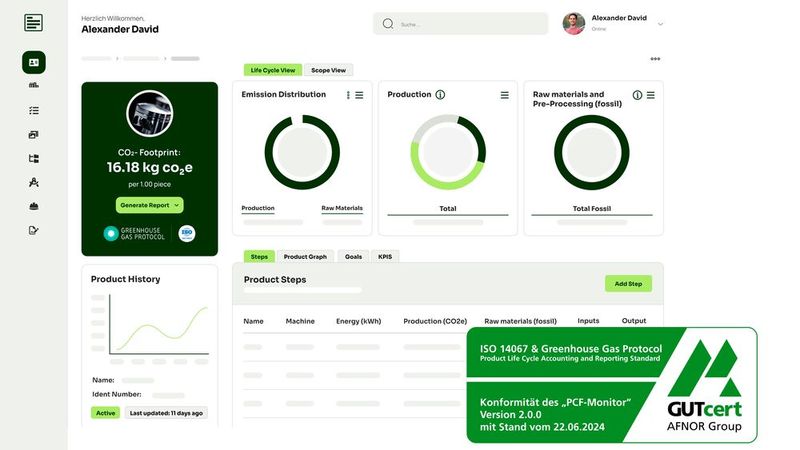 Zertifizierte Software-Lösungen wie der Product Carbon Footprint Monitor werden in der Industrie benötigt. (Bild: Greenable)