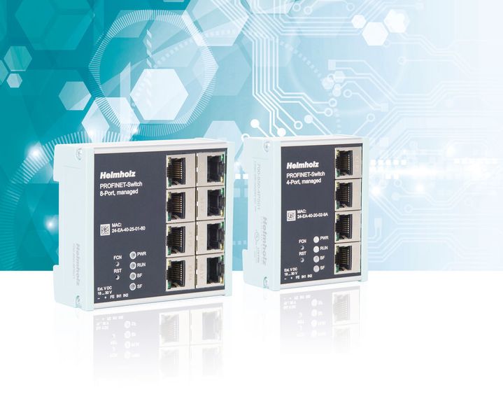 Automatisierungsnetzwerke werden zunehmend komplexer und normale unmanaged Switche können diesen Anforderungen nicht mehr gerecht werden. Mit dem Helmholz 4- und 8-Port managed Profinet-Switchen können Anwender die Möglichkeiten ihrer Profinet-Netzwerke  ausschöpfen. (Helmholz)