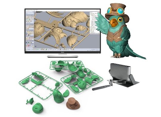 Papageienspielzeug und Spritzgussform, entwickelt mit Geomagic Freeform und Haply Robotics.(Bild:  Hexagon)