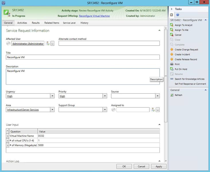Abbildung 11: Die Details zur Serviceanforderung, die System Center Service Manager erstellt (Bild: Veeam)