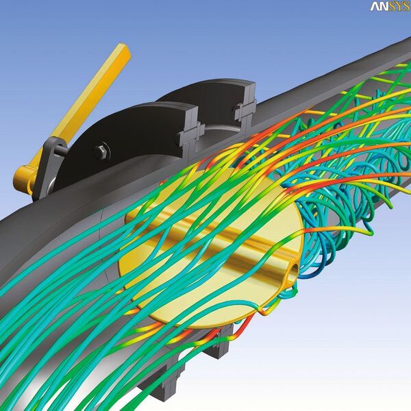Simulation du passage d'un fluide au travers d'un clapet. (Image: CADFEEM) (Archiv: Vogel Business Media)
