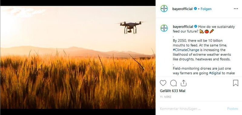 Einblick in das Instagram-Profil der BayerAG: Futuristisch anmutende Bilder sind hier zu finden. (Screenshot Instagram Bayer AG)
