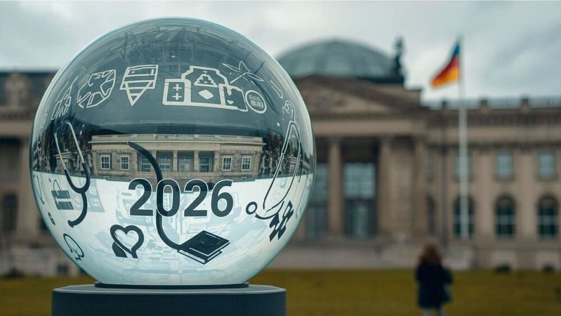 Ein Blick in die Zukunft: Welche Erwartungen haben Branchenexperten und -expertinnen an das Healthcare-Jahr 2026 und an die Politik?(Bild:  Canva / KI-generiert)