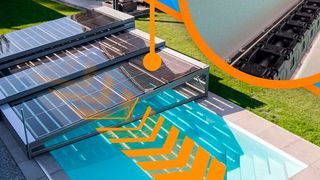 In der teleskopierbaren PV-Poolüberdachung von Skyvolution führen Energieketten von Igus die Solarkabel selbst auf engstem Bauraum sicher durch die beweglichen Dachelemente.  (Bild: Igus)