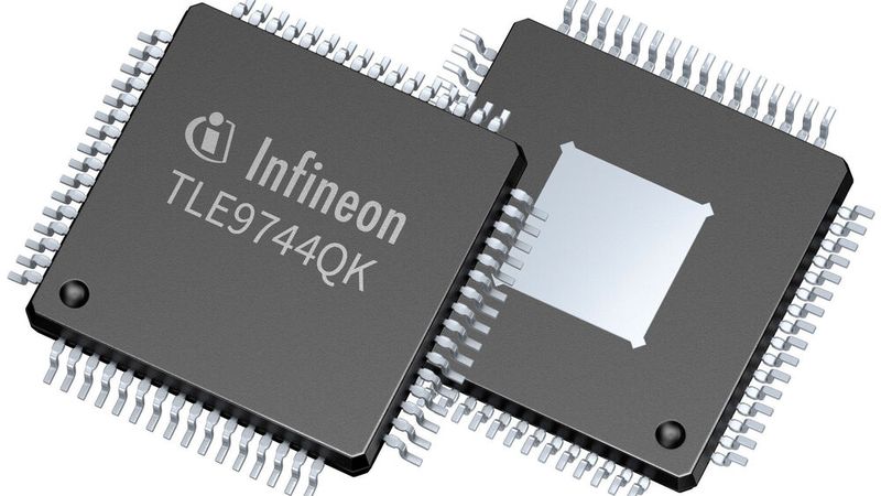 Der Optireg integriert sämtliche Stromversorgungsfunktionen, die Resolver-Erregung und eine anwendungsspezifische Safety Engine in einem Bauteil.(Bild:  Infineon Technologies)