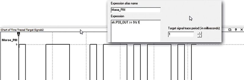 Bild 3: Mit Hilfe einer geeigneten Expression kann ein einzelnes Bit aus einem Port-Register betrachtet werden (PLS)