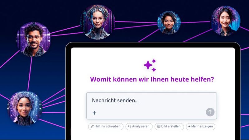 Eine zentrale Komponente von Momentum, dem KI-Ökosystem von Ionos, ist das Momentum Team. Mit ihm soll eine Suite intelligenter AI-Assistenten für die Automatisierung alltäglicher Aufgaben entstehen.(Bild:  Ionos)