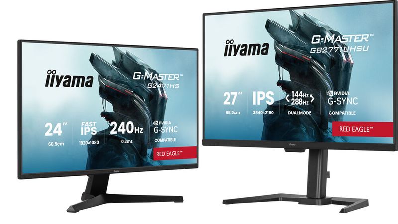 Die Spannbreite der G-Master-71-Serie von Iiyama reicht vom 24-Zoll-Einstiegsmodell G2471HS-B1 mit Full-HD-Auflösung bis zum 4K-27-Zöller GB2771UHSU-B1 mit zusätzlichem 288-Hz-Full-HD-Modus.(Bild:  Iiyama)