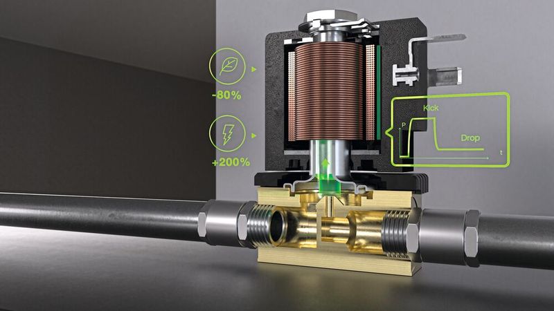 Energiesparend, langlebig und leise, die Ventile mit Doppelspule und Kick and Drop Elektronik.  (Bild: Bürkert Fluid Control Systems)