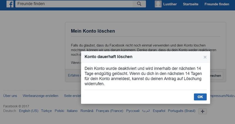 Facebook-Konten lassen sich löschen, Facebook macht es Benutzern aber sehr schwer. (Th. Joos)