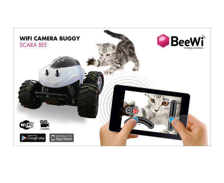 „Scara Bee“ lautet der Name des geländegängigen Buggys, der sich via Smartphone oder Tablet fernsteuern lässt. (Bild: Beewi)