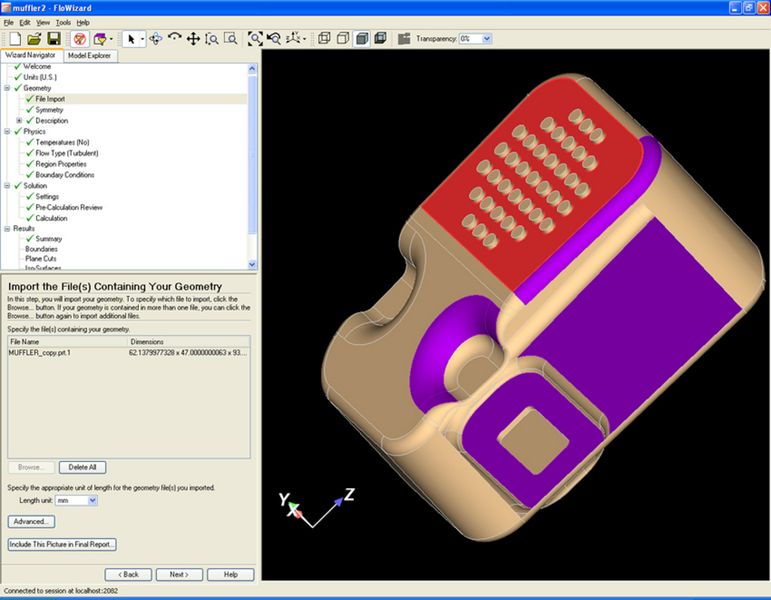 Abb.2: Mit FloWizard V2.1 extrahierte Geometrie des Schalldämpfers. (Archiv: Vogel Business Media)