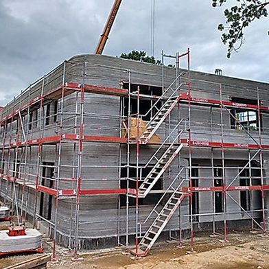 Zweistöckiges Bürohaus in Selsingen: Norddeutschlands erstes Gebäude aus dem 3D-Drucker. (Bild: Peri 3D Construction GmbH)
