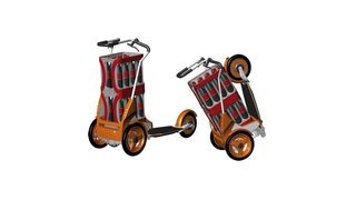 Das Kick-Trike ist ein Elektro-Dreiradroller mit Neigetechnik und hochklappbarem Trittbrett, das sich sowohl für den beruflichen Einsatz in Lager und Kommissionierung als auch für die private Nutzung eignen soll Bild: Constin (Archiv: Vogel Business Media)