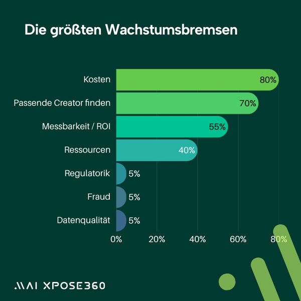 Die größten Wachstumsbremsen: Vor allem die Kosten und die Suche nach passenden Creators sind eine Herazsforderung. (Bild: Mai Xpose360)