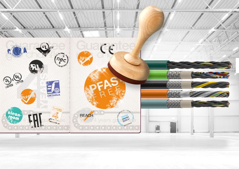 Bereits jetzt sind 95 Prozent der chainflex Leitungen von igus PFAS-frei.(Bild:  Igus GmbH)