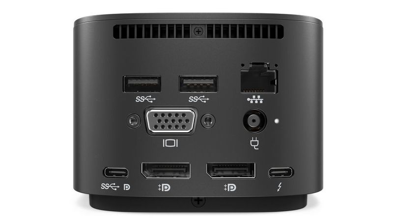 Das Dock unterstützt bis zu zwei 4K-Displays und übernimmt zudem die Spannungsversorgung von über USB-C angeschlossenen Notebooks, die diese Funktion unterstützen. (HP)