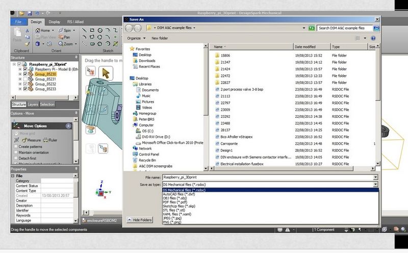 DesignSpark Mecanical: Export-Formate (Bild: RS Components)