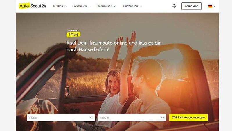 Im Leistungsvergleich platzierte sich Autoscout 24 an der Spitze der Online-Fahrzeugbörsen.(Bild:  Screenshot autoscout24.de/smyle)