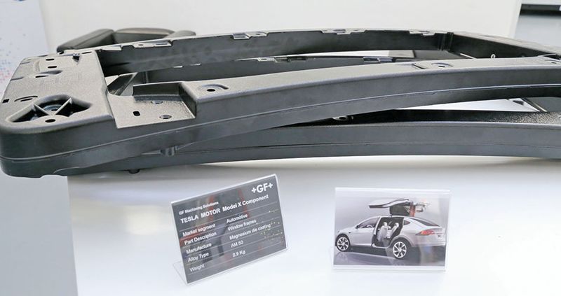 Hergestellt mit Technologie von GF Machining Solution: Leichtbauelement für den Türrahmen beim Tesla Model X. (Anne Richter, SMM)