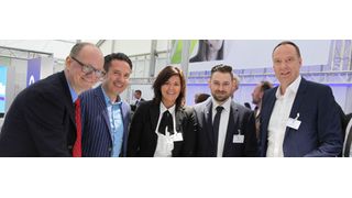 Zu den Ausstellern der Perspectives 2017 gehörten auch Netzbetreiber (v. l.): Dieter Philippi, Jörg Herweck (beide Herweck), Silvia Müller (Telefónica), Timo Klasen (Herweck) und Stephan Petry (Telefónica). (Herweck)