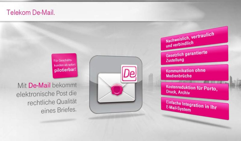 Abbildung 4: Die Telekom-Cloud ist die Heimat von DE-Mail.  (Bild: Telekom)