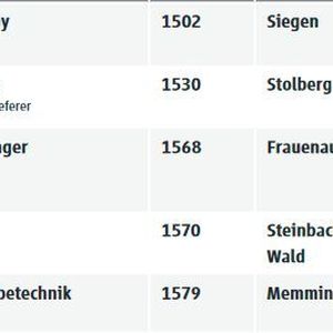 Unternehmen und Bereich, Gründungsjahr, Ort und Bundesland