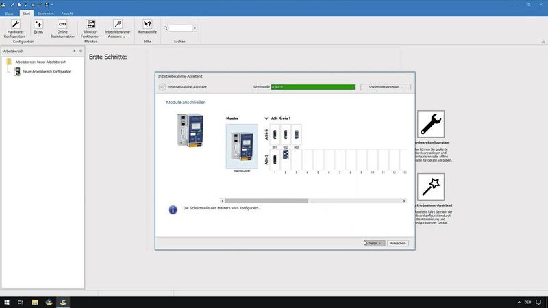 Der Inbetriebnahme-Assistent in den ASi Control Tools 360 führt Schritt für Schritt durch die Adressierung von ASi Modulen. (Bild: Bihl+Wiedemann)