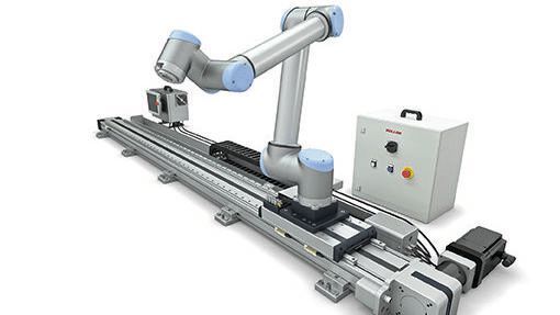 Einfache Plug-and-play-Lösung für UR-Roboter: Mit der CTU – Cobot Transfer Unit mit UR+-zertifizierten Linearachsen bringt Rollon Cobots in Fahrt.