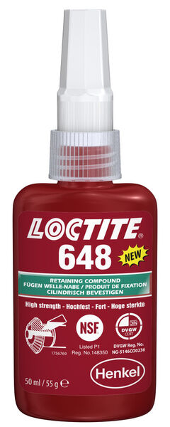 Loctite 648 ist ein hochfester Fügeklebstoff mit niedriger Viskosität, der sich optimal für Anwendungen mit kleineren Klebespalten bis 0,15 mm eignet. (Bild: Henkel)
