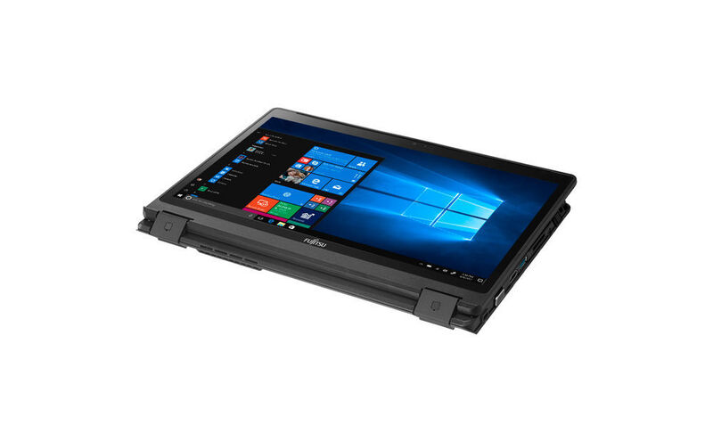 Das Lifebook U729X im Tablet-Modus. Zum Lieferumfang gehört ebenfalls ein Wacom-AES-Stift, der in der integrierten Stifthalterung geladen wird.  (Fujitsu)