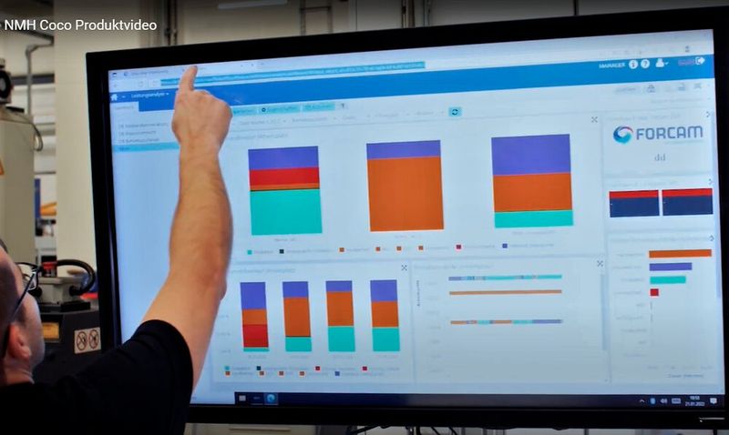 Blick auf den Auswertungsbildschirm bei NMH, wo die Forcam-IIoT-Tools jetzt die bedarfsgerechte Weiterentwicklung der Produktion unterstützen. (Bild: NMH)