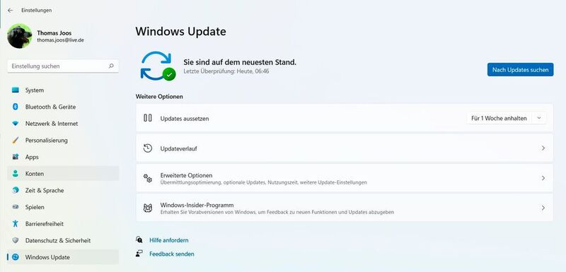 Steuerung der Windows-Updates in Windows 11. (Joos)