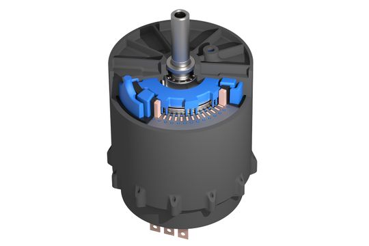 Projekt "PerKuel": Demonstrator eines energieeffizienten Elektromotors mit dünnwandiger, im Transfer Molding gefertigten Isolationsumspritzung zur Verbesserung des thermischen Managements und zur Steigerung der Kosteneffizienz.(Bild:  Fraunhofer ICT)